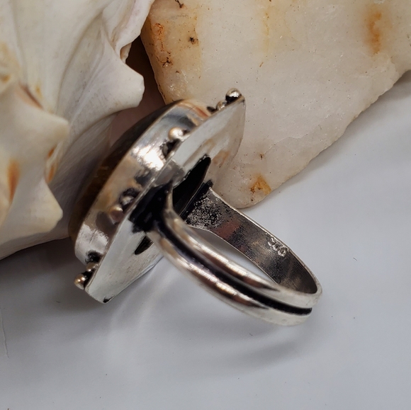 Natural Raw Tiger Eye Stone Silver Ring - Picture 5 of 6